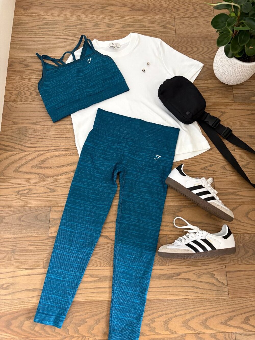 GYMSHARK Adapt Marl Seamless Leggings in Atlantic Blue/Shark Blue